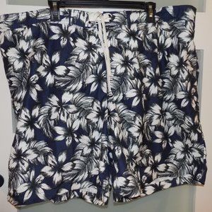 MERONA NAVY BLUE FLORAL PRINT SWIM TRUNKS SIZE 2X MEN'S NWOT